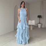 Avelora™ Kleid mit Raffiniertem Design und Eleganter Bewegung – Aqua Blau