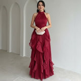 Avelora™ Kleid mit Raffiniertem Design und Eleganter Bewegung – Weinrot