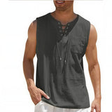 Zayron™ Tanktop aus Leinen-Baumwolle mit Modernem Schnitt und Lässigem Stil – Grau