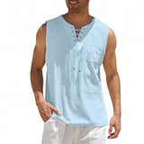 Zayron™ Tanktop aus Leinen-Baumwolle mit Modernem Schnitt und Lässigem Stil – Blau