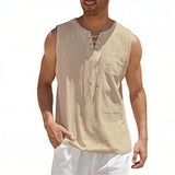 Zayron™ Tanktop aus Leinen-Baumwolle mit Modernem Schnitt und Lässigem Stil – Khaki
