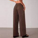 Zirelle™ Pants with Elegant Stripes and Smart Comfort – Kaffeebraun
