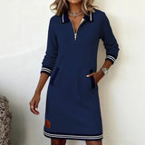 Navelle™ Kleid mit Polokragen und Müheloser Eleganz – Blau