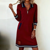 Navelle™ Kleid mit Polokragen und Müheloser Eleganz – Rot