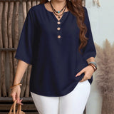 Celyra™ Bluse mit Lockerem Schnitt und Natürlichem Komfort – Blau