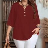Celyra™ Bluse mit Lockerem Schnitt und Natürlichem Komfort – Dunkelrot