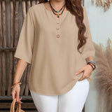 Celyra™ Bluse mit Lockerem Schnitt und Natürlichem Komfort – Beige