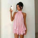 Serenya™ Kleid mit Halterbindung und Natürlicher Leichtigkeit – Rosa