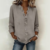Sorelle™ Bluse mit Vertikalem Rüschendetail und Zeitlosem Stil – Grau