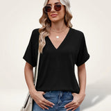 Elvara™ Bluse mit V-Ausschnitt und Zeitlosem Stil – Schwarz