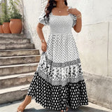 Selaris™ Kleid mit Puffärmeln und Fließender Silhouette – Weiß