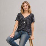 Lisboa™ Bluse aus Premium-Viskose mit V-Ausschnitt – Schwarz