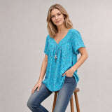 Lisboa™ Bluse aus Premium-Viskose mit V-Ausschnitt – Himmelblau