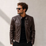 Yakuza™ Jacke aus Premium Leder mit Minimalistischem, Zeitlosem Design – Braun