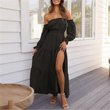 Ravienna™ Off-Shoulder Kleid Mit Eleganter Leichtigkeit – Schwarz