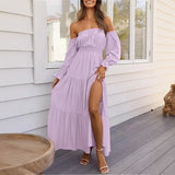 Ravienna™ Off-Shoulder Kleid Mit Eleganter Leichtigkeit – Lila