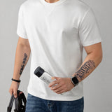 Louis™ Premium-Strick-T-Shirt mit geripptem Rundhalsausschnitt – Weiß