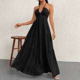 Marielle™ Halterkleid mit Zarter Rückenbindung – Schwarz