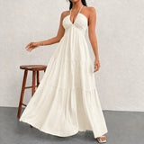 Marielle™ Kleid mit Halterneck-Ausschnitt und Zarter Bindung – Creme