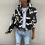 Valkyra™ Jacke Im Cropped-Schnitt Mit Modernem Utility-Design – Abstraktes Schwarz