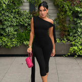 Odessa™ Set mit One-Shoulder-Bluse und Eleganter Caprihose – Schwarz