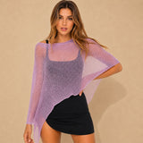Melissa™ Poncho-Stil-Strickbluse aus Leichtem Strick – Rosa