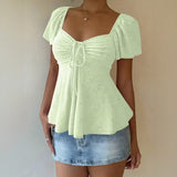 Fiorelle™ Bluse Mit Zartem Raffdetail und Leichtem Fall – Hellgrün