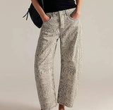 Alvida™ Hose mit Blumenmuster und weitem Fall – Hellgrau