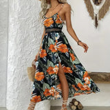 Garden™ Maxikleid Mit Spitzen-Taille Und Elegantem Schlitz – Schwarz