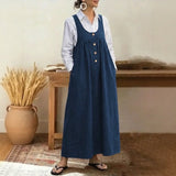 Meadow™ Kleid Im Latzkleid-Stil Mit Minimalistischen Knöpfen Vorne – Blau