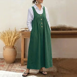 Meadow™ Kleid Im Latzkleid-Stil Mit Minimalistischen Knöpfen Vorne – Grün
