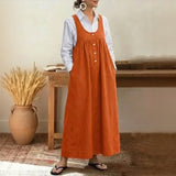 Meadow™ Kleid Im Latzkleid-Stil Mit Minimalistischen Knöpfen Vorne – Orange
