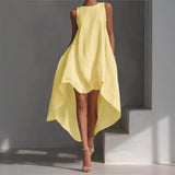 Solennie™ Kleid Mit Verlängertem Saum und Minimalistischem Design – Gelb