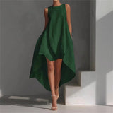 Solennie™ Kleid Mit Verlängertem Saum und Minimalistischem Design – Grün