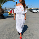 Bellamare™ Jumpsuit Mit Schulterfreiem Ausschnitt Und Verstellbarer Taille – Weiß