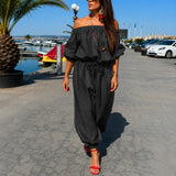 Bellamare™ Jumpsuit Mit Schulterfreiem Ausschnitt Und Verstellbarer Taille – Schwarz