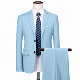 Monaco Royal™ Set mit Premium-Sakko und Slim-Fit-Hose – Hellblau