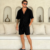 Hampton™ Premium-Strickset mit Resortkragen – Schwarz