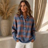 Saint Claire™ Premium-Strickjacke mit Karomuster – Blau