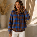 Saint Claire™ Premium-Strickjacke mit Karomuster – Braun