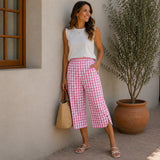 Ravena™ Culotte aus Baumwoll-Leinen mit Lockerer und Bequemer Passform – Rosa