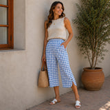 Ravena™ Culotte aus Baumwoll-Leinen mit Lockerer und Bequemer Passform – Blau