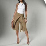 Savina™ Shorts Mit Wickel-Überlage Und Seitlicher Bindung – Khaki