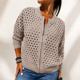 Nivara™ Jacke Aus Ajourstrick Mit Frontreißverschluss – Beige