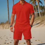 Matteo™ Set Mit Poloshirt Und Shorts Mit Verstellbarem Bund – Rot