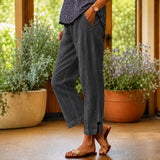 Sylvie™ Hose aus Baumwoll-Leinen mit Seitlichem Schlitz am Saum – Grau