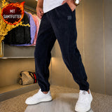 Hose Arvid™ mit gerippter Struktur, Kordelzug und elastischen Bündchen – Grau mit Samtfutter