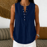 Bluse Nadine™ mit Knopfleiste und Rundhalsausschnitt – Marineblau