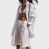 Isa – Hemd-Set mit Shorts – Weiß