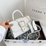 Elegante Damenhandtasche mit Schnalle – Vegan Leder Schultertasche – Weiß